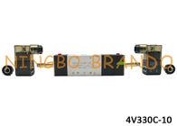 AC220V DC24V 3/8&quot;オートメーション機械のためのアルミニウム ボディとの空気の電磁弁5/3の方法4V330C-10