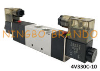 AC220V DC24V 3/8&quot;オートメーション機械のためのアルミニウム ボディとの空気の電磁弁5/3の方法4V330C-10