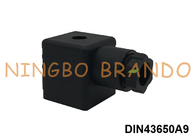 DIN43650A PG9 2P+E 電磁弁コイルコネクタ IP65 AC DC 黒