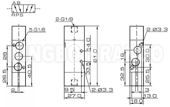 4A120-06 エアタック型 パネウマティック エアパイロットバルブ 5/2 Way ダブルコントロール