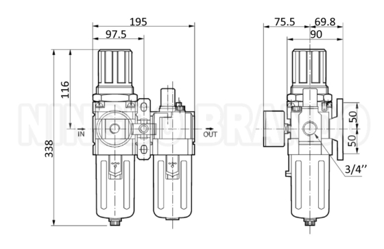 AC5010-06 AC5010-10 SMC型 パネウマティックエアフィルター組み合わせ F.R.Lユニット