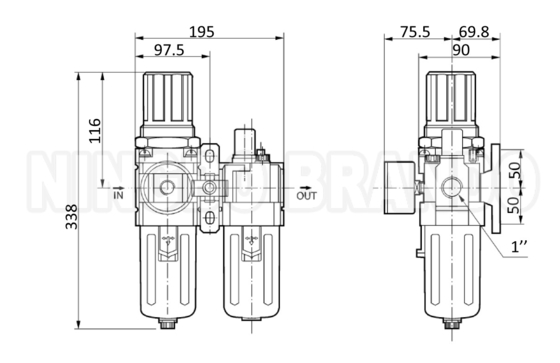 AC5010-06 AC5010-10 SMC型 パネウマティックエアフィルター組み合わせ F.R.Lユニット