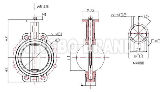 DN25からDN1200 型 蝶弁 脱頭型 カーボン鋼