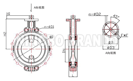 PTFEで覆われた頭なしのワファー型バタフライバル DN40~DN700