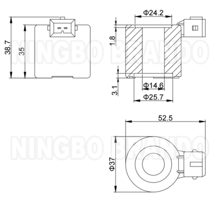 12VDC 16W BRC CNG減圧器LPGマルチバルブ用ソレノイドコイル