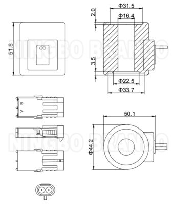 HydraForce タイプ 6359412 油圧ソレノイドコイル (掘削機用) 12VDC 24VDC