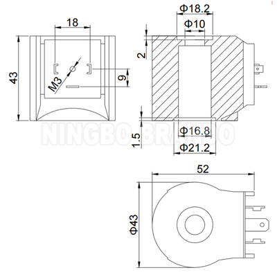 CEMEタイプB12 C57 電磁弁コイル 12VDC 24VDC 110VAC 220VAC