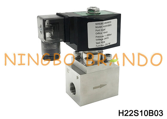 3/8 インチ高圧ソレノイドバルブ 200 bar AC220V AC110V DC24V