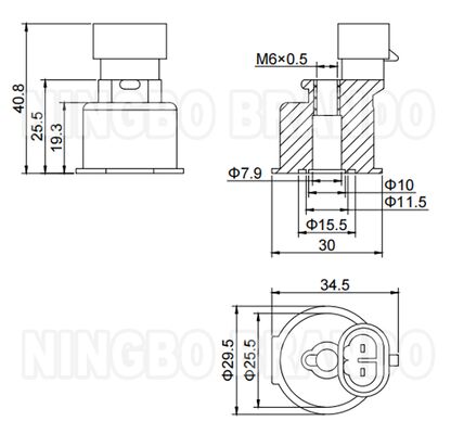 LPG CNG IG6 IG7インジェクターレール用 7.8mm 穴ソレノイドバルブコイル