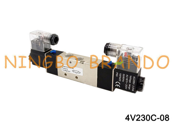 空気圧電磁エアバルブ 4V230C-08 12V/24V/110V/220V 5 ウェイ 3 ポジション