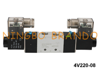 4V220-08 Airtacのタイプ空気の二重電磁弁5/2の方法24V 220V