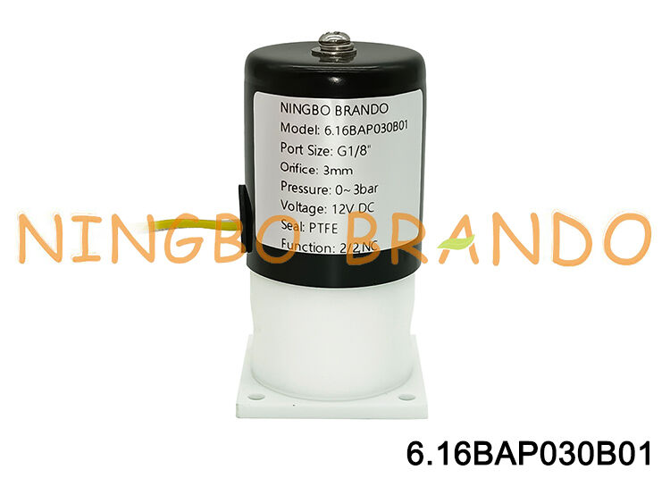 酸アルカリ耐食性絶縁のための 1/8 '' PTFE ソレノイド バルブ