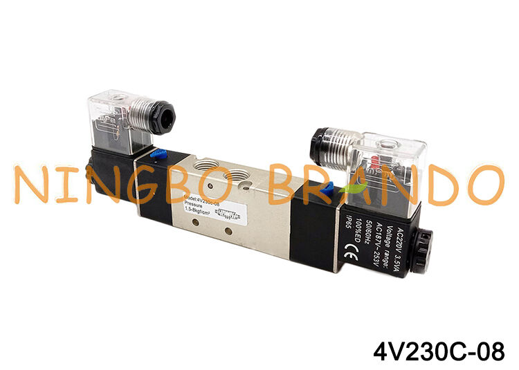 空気圧電磁エアバルブ 4V230C-08 12V/24V/110V/220V 5 ウェイ 3 ポジション