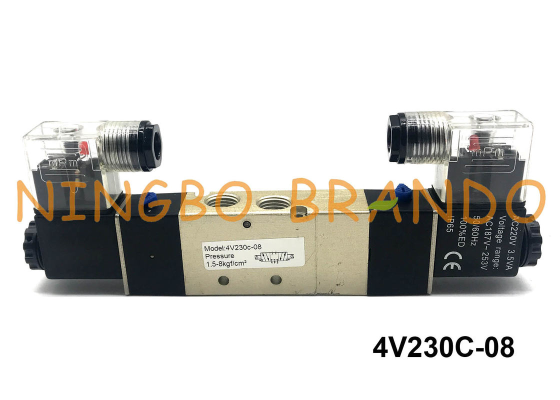 4V230C-08 PT 1/4&quot; AirTACのタイプ空気電磁弁の倍電気制御5/3方法12VDC