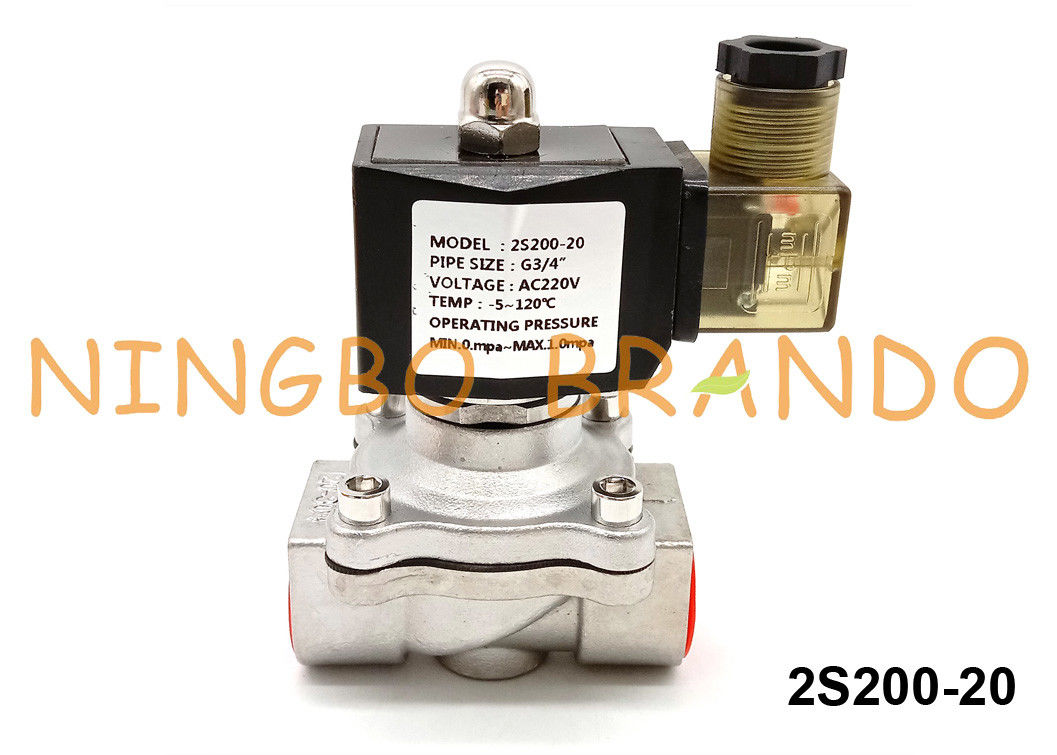 2S200-20 3/4インチ2の方法NCステンレス鋼の電磁弁24VDC 220VAC