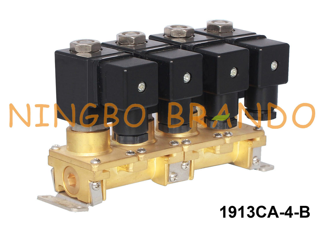 4グループの真鍮の電磁弁の複数の港1/8&quot; 1/4&quot;を積み重ねる24V 220V