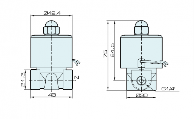2S025-08ステンレス鋼の電磁弁の次元シート: