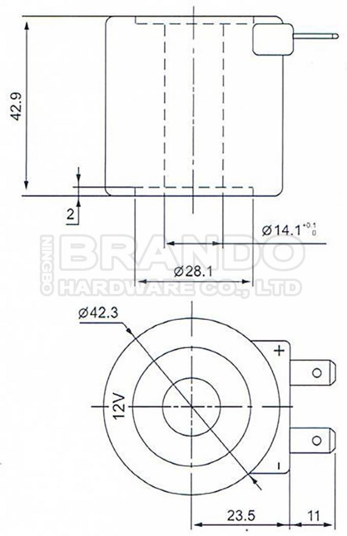 BB14142912電磁弁のコイルの次元: