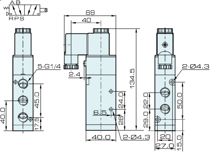 G1/4」4V310-08 5/2の方法AirTACのタイプ電磁弁