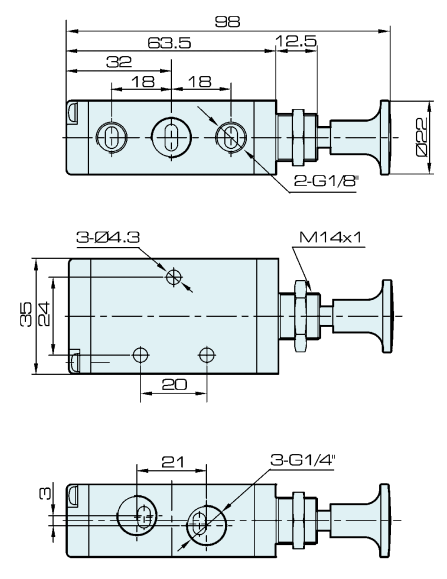 4L210-08 Airtacのタイプ プッシュ プル空気の空気制御弁5の港1