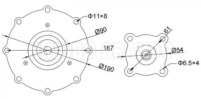 ASCOのタイプ ダイヤフラムの修理用キットC113928の主要な次元: